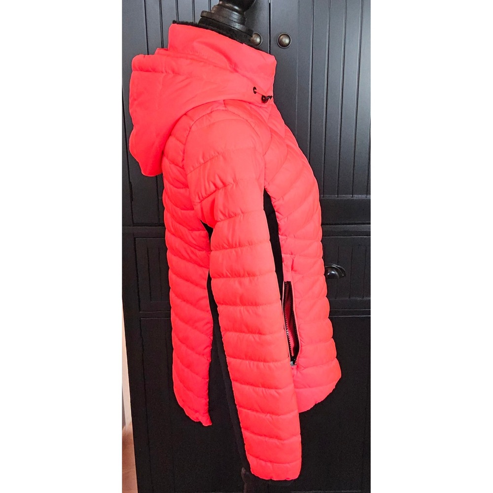 Calvin Klein Performance Puffer Jacket Womens Small Pink Hooded Mixed Media - Picture 4 of 12